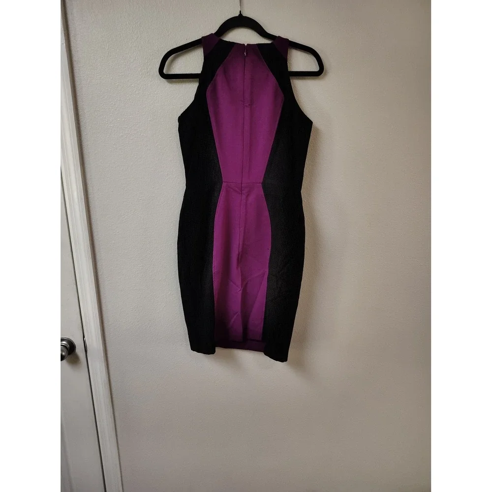Worthington Purple Black Colorblock‎ Sheath Dress Sleeveless Mesh Panels Size 4